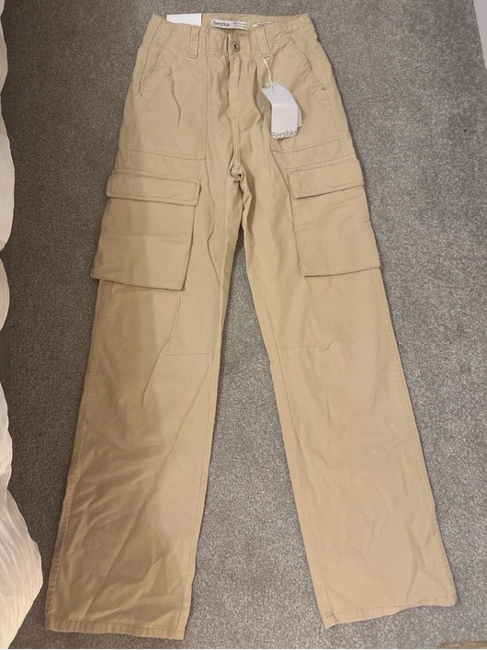 Bershka Beige Cargo Trousers for Men